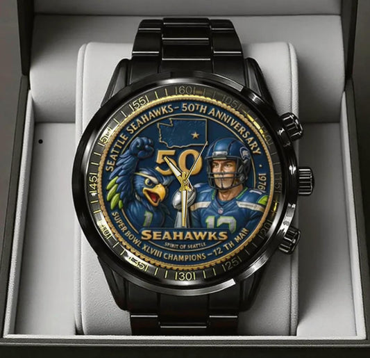 Seattle Seahawks 50th Anniversary Stainless Steel Watch