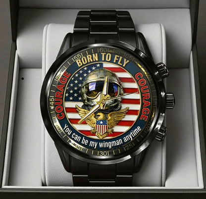 Top Gun Born To Fly Stainless Steel Watch