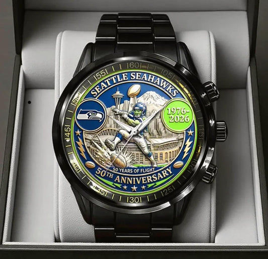 Seattle Seahawks 50th Anniversary Stainless Steel Watch