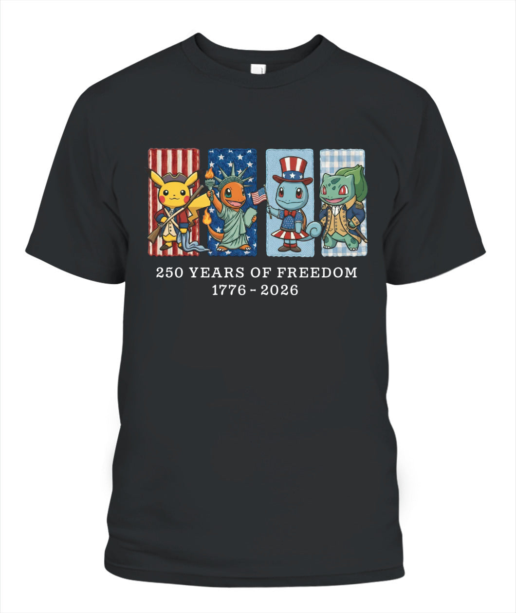 Pokemon 250 Years of Freedom 1776–2026 Patriotic Printed Graphic Quarter-Zip Sweatshirt, Hoodie Sweatshirt T-Shirt