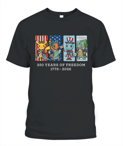 Pokemon 250 Years of Freedom 1776–2026 Patriotic Printed Graphic Quarter-Zip Sweatshirt, Hoodie Sweatshirt T-Shirt