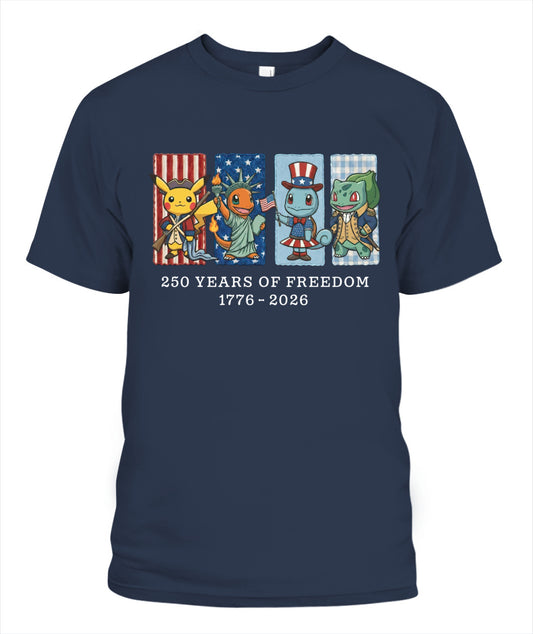 Pokemon 250 Years of Freedom 1776–2026 Patriotic Printed Graphic Hoodie Sweatshirt T-Shirt