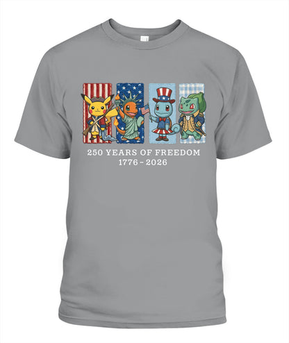 Pokemon 250 Years of Freedom 1776–2026 Patriotic Printed Graphic Quarter-Zip Sweatshirt, Hoodie Sweatshirt T-Shirt
