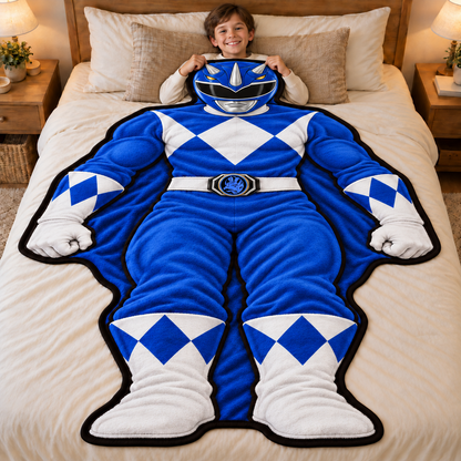 Mighty Morphin Power Rangers Shaped Blanket – Red, Blue, Green, Yellow & Pink Ranger, Superhero Gift for Kids & Fans