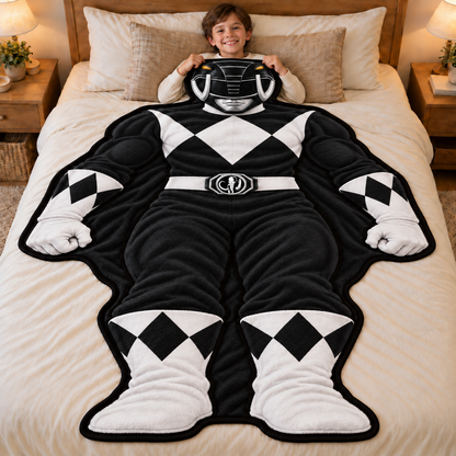 Mighty Morphin Power Rangers Shaped Blanket – Red, Blue, Green, Yellow & Pink Ranger, Superhero Gift for Kids & Fans