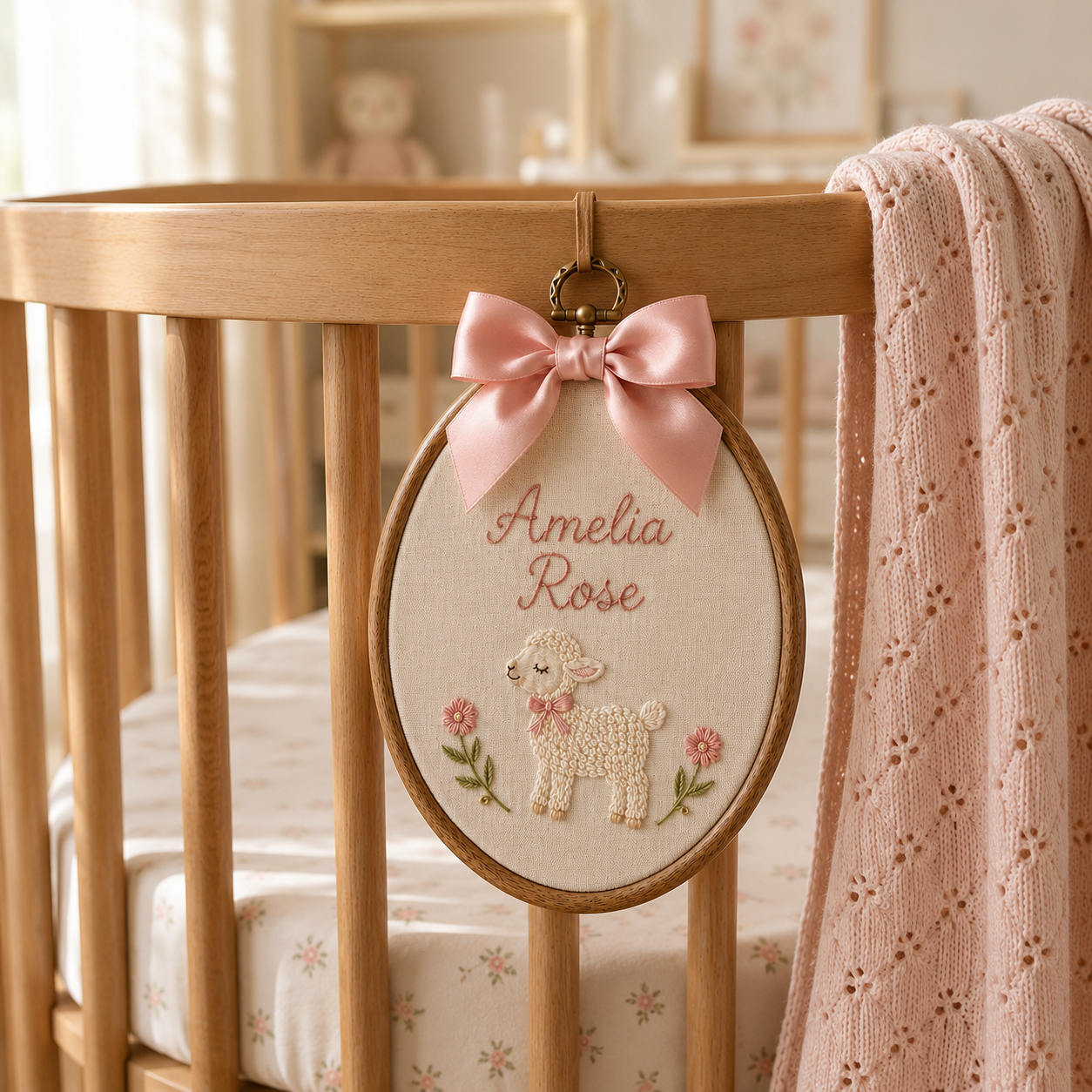 Personalized Embroidered Teddy Bear Baby Name Hoop