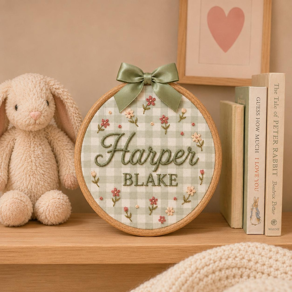 Personalized Embroidered Floral Baby Name Hoop