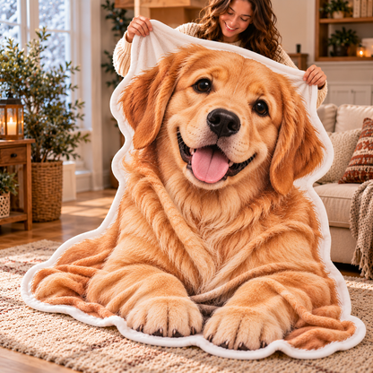 Personalized Pet Shaped Blanket – Custom Dog & Cat Photo Blanket, Unique Gift for Pet Lovers