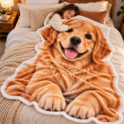 Personalized Pet Shaped Blanket – Custom Dog & Cat Photo Blanket, Unique Gift for Pet Lovers