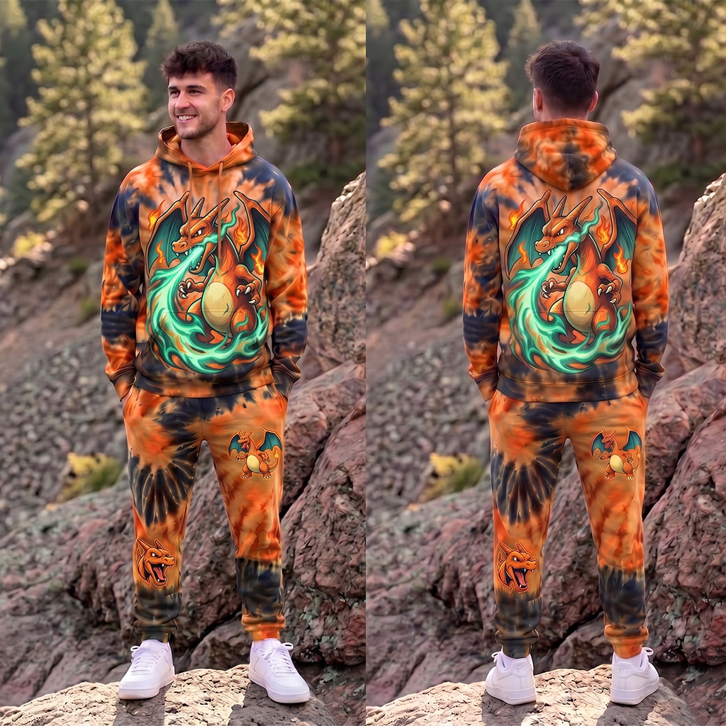 PKM Charizard Tie-Dye Hoodie And Sweatpants Set