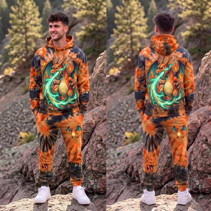 PKM Charizard Tie-Dye Hoodie And Sweatpants Set