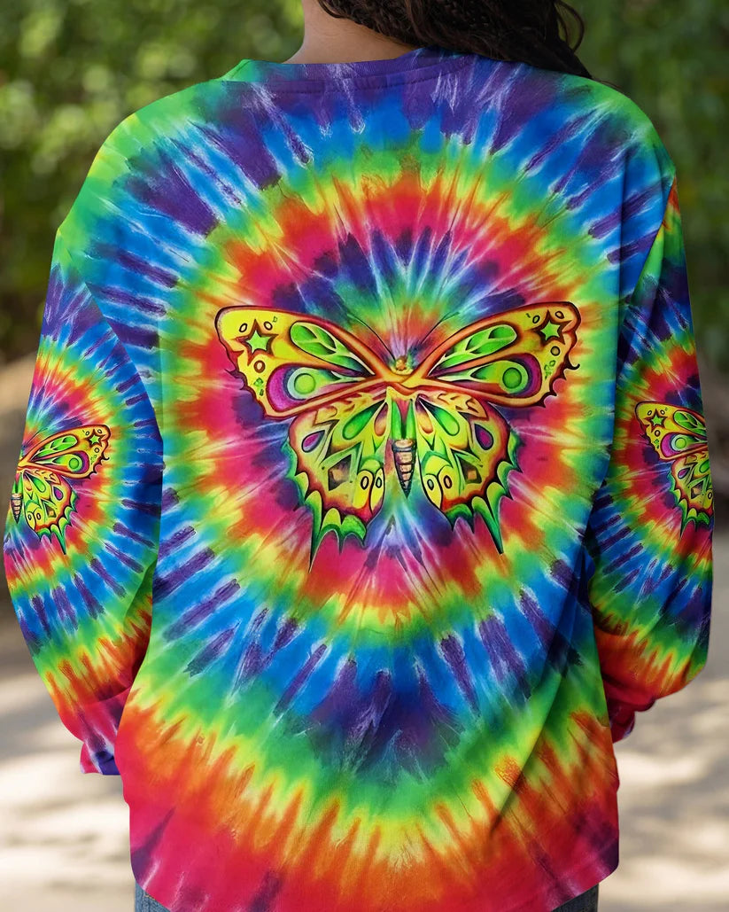 Rainbow Swirl Butterfly Printed Hoodie Sweatshirt T-Shirt