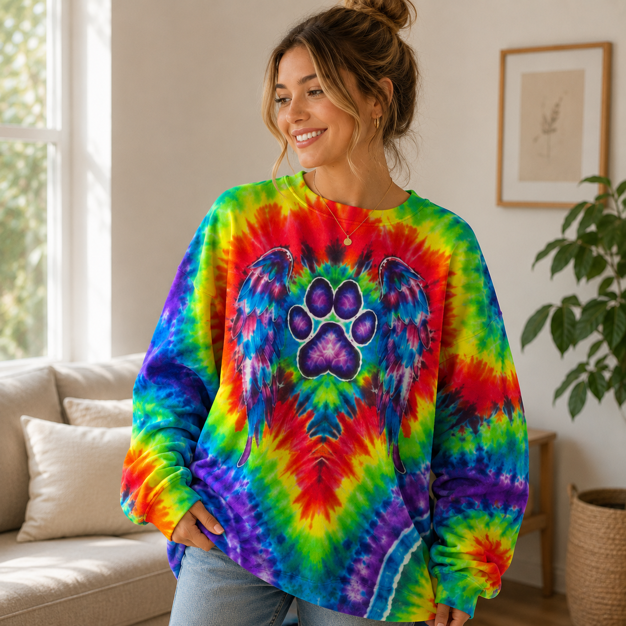 Rainbow Rainbow Psychedelic Pawprint Mirage Hoodie Sweatshirt T-Shirt