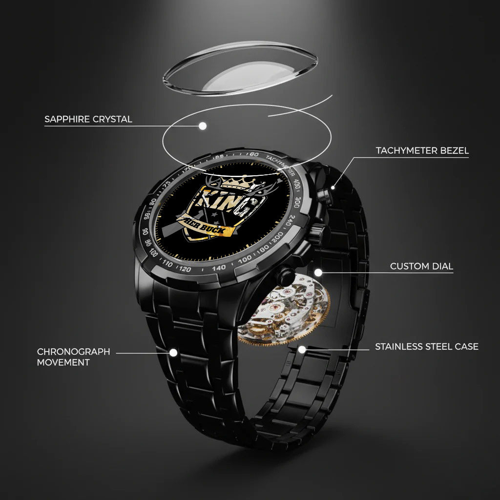 King & Queen Couple Watch Set – “Her Buck & His Doe” Matching Crown Watches – Romantic Gift for Couples