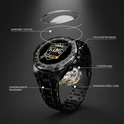 King & Queen Couple Watch Set – “Her Buck & His Doe” Matching Crown Watches – Romantic Gift for Couples
