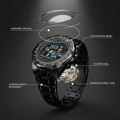 Seattle Seahawks 50th Anniversary Stainless Steel Watch