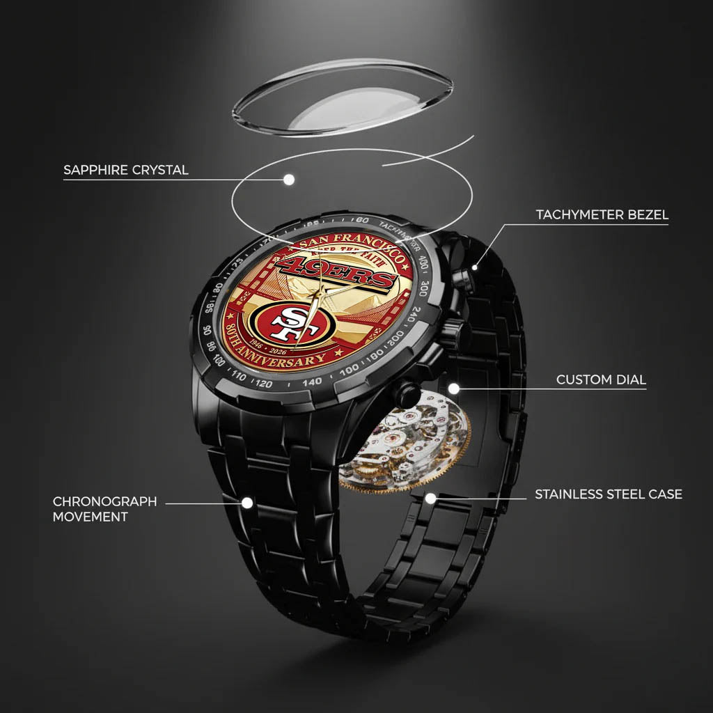 San Francisco 49ers 80th Anniversary Stainless Steel Watch