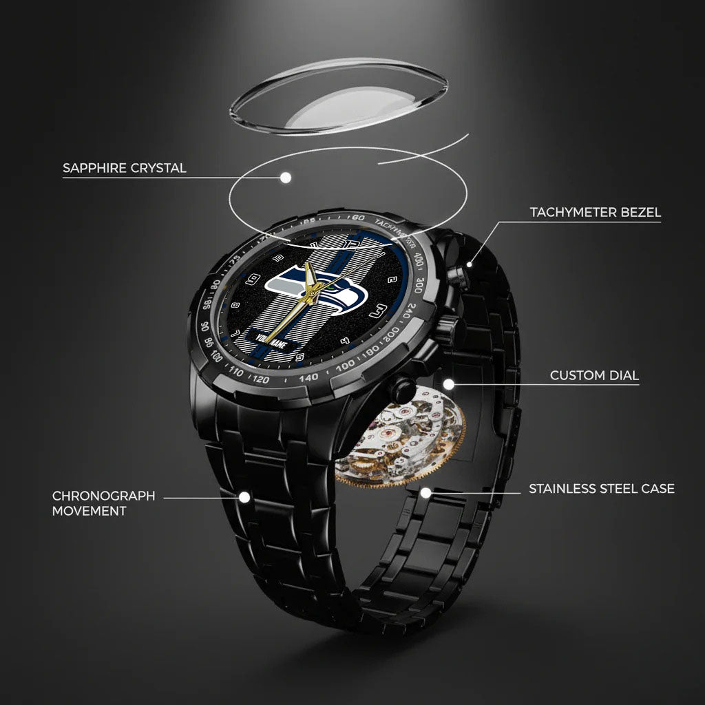 Personalized Seattle Seahawks Stainless Steel Watch