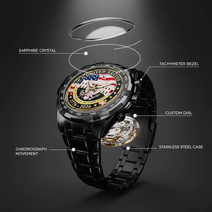 US 250 Years Of Freedom Stainless Steel Watch