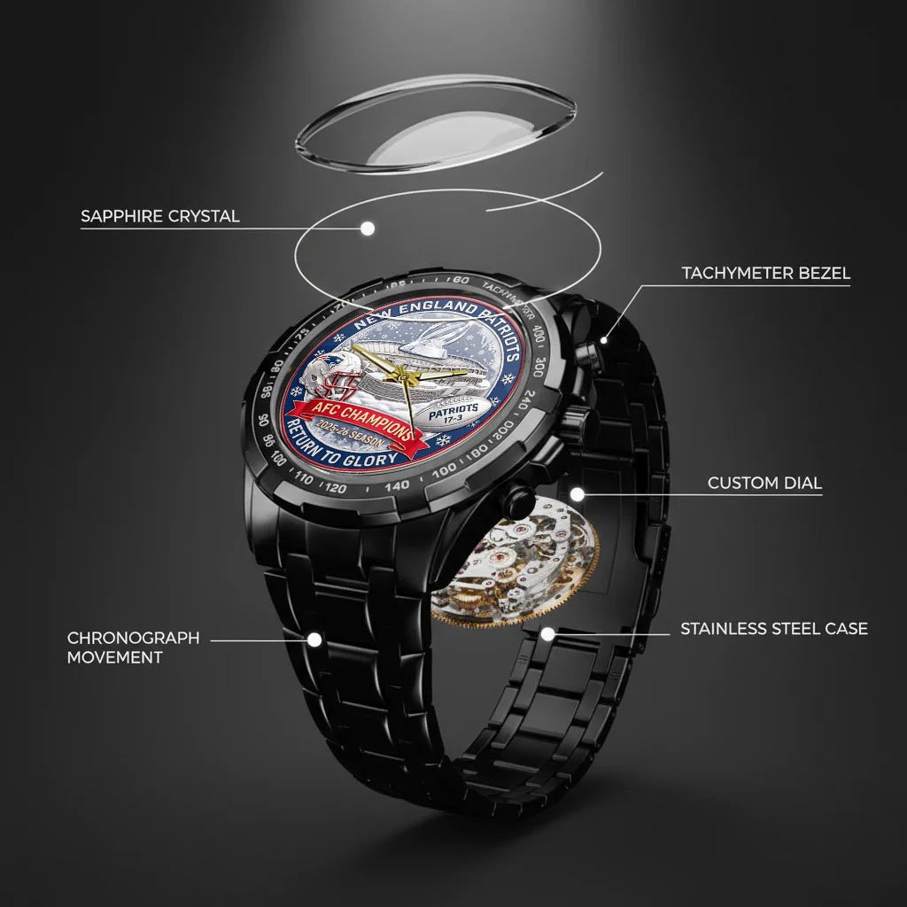 New England Patriots Champions Stainless Steel Watch