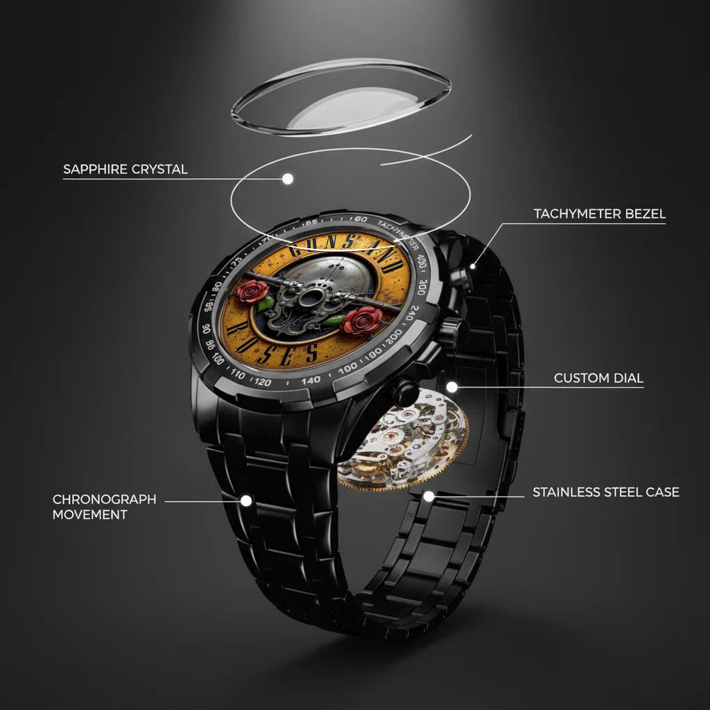 Rock Skull Limited Edition Watch –  3D Rose Details, Heavy Metal Edition