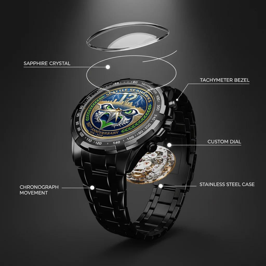 Seattle Seahawks 50th Anniversary Stainless Steel Watch