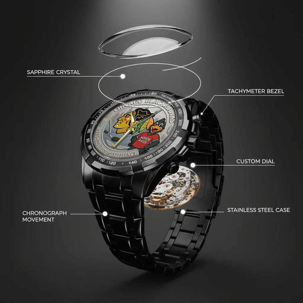 Chicago Blackhawks 100th Anniversary 2026 Stainless Steel Watch