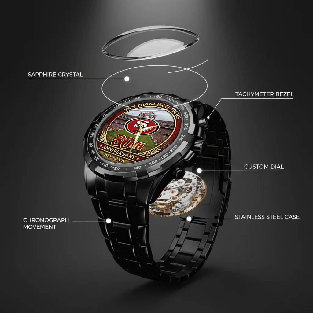 San Francisco 49ers 80th Anniversary 2026 Stainless Steel Watch