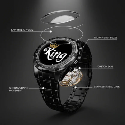 King & Queen Couple Watch Set – Matching Crown Watches for Couples – Romantic Gift for Valentine & Anniversary