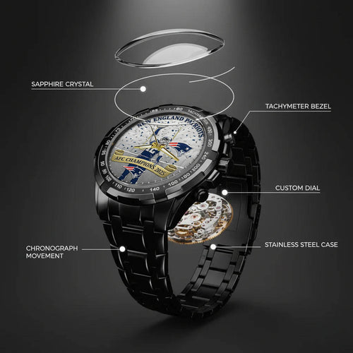New England Patriots AFC Champions 2026 Stainless Steel Watch