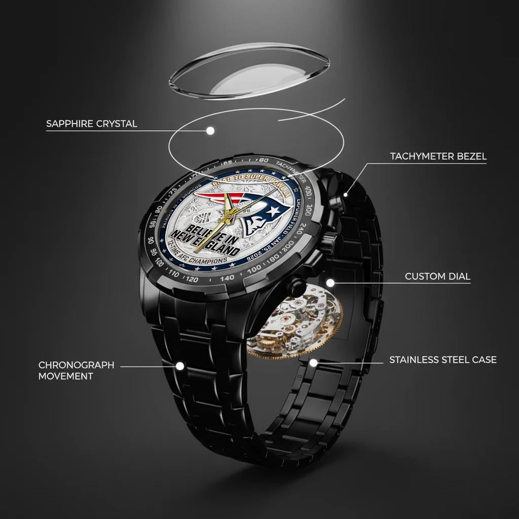 New England Patriots Champions Stainless Steel Watch