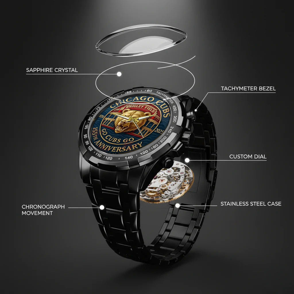 Chicago Cubs 155th Anniversary Stainless Steel Watch