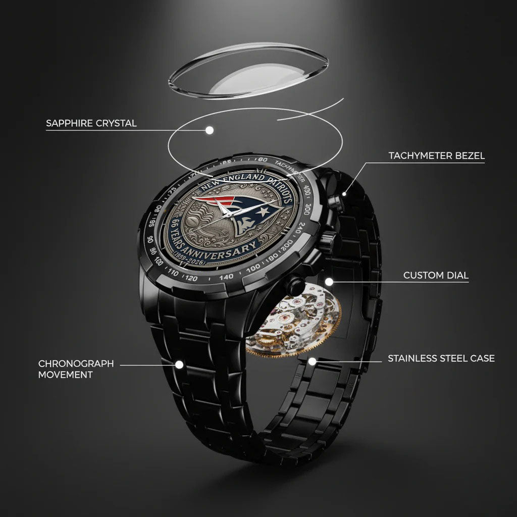 New England Patriots 65th Anniversary Stainless Steel Watch