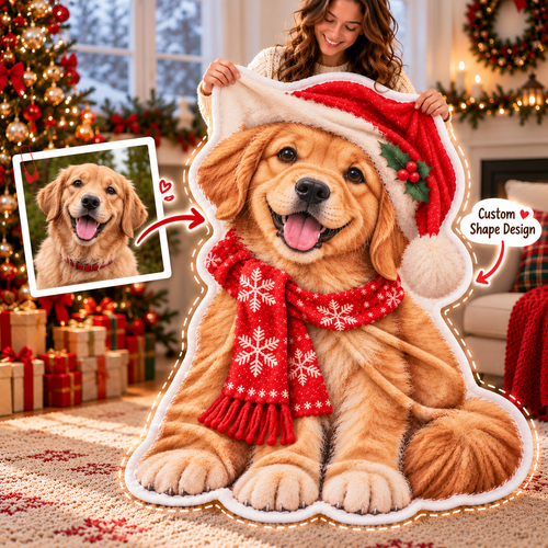 Personalized Christmas Pet Shaped Blanket – Custom Dog & Cat Photo Blanket, Unique Gift for Pet Lovers (Copy)