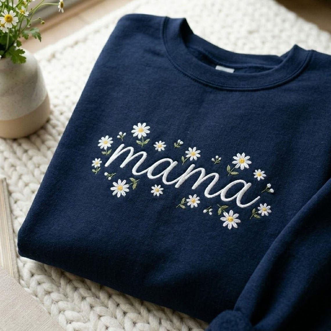 Embroidered Mother's Day Custom Text With Kid's Names On Sleeve Hoodie Sweatshirt T-Shirt