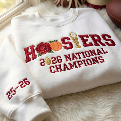 Embroidered Hoosiers Champs Sweatshirt: Rose & Peach Bowl 25/26 Quarter-Zip Sweatshirt, Hoodie Sweatshirt T-Shirt
