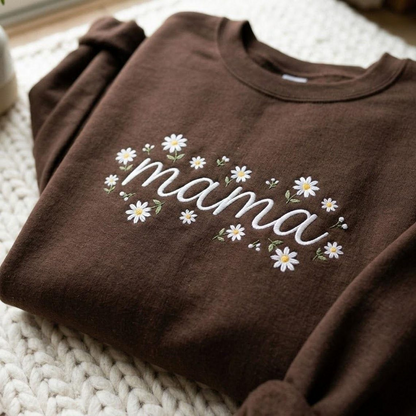 Embroidered Mother's Day Custom Text With Kid's Names On Sleeve Hoodie Sweatshirt T-Shirt