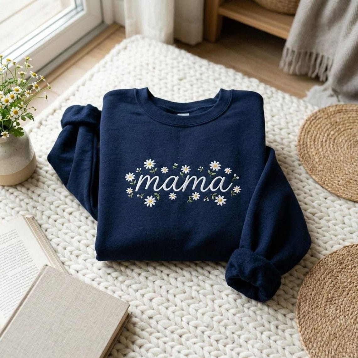 Embroidered Mother's Day Custom Text With Kid's Names On Sleeve Hoodie Sweatshirt T-Shirt