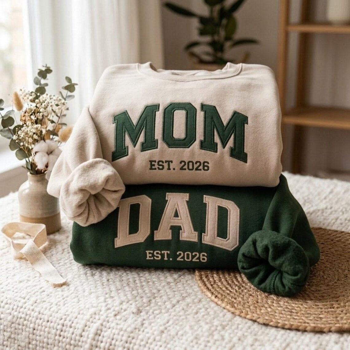 Embroidered Mother's Day Father's Day Custom Text With Kid's Names On Sleeve Quarter-Zip Sweatshirt, Hoodie Sweatshirt T-Shirt