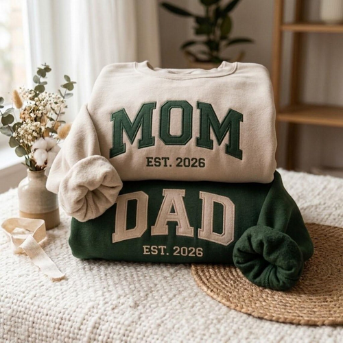 Embroidered Mother's Day Father's Day Custom Text With Kid's Names On Sleeve Quarter-Zip Sweatshirt, Hoodie Sweatshirt T-Shirt