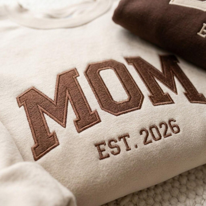 Embroidered Mother's Day Father's Day Custom Text With Kid's Names On Sleeve Quarter-Zip Sweatshirt, Hoodie Sweatshirt T-Shirt