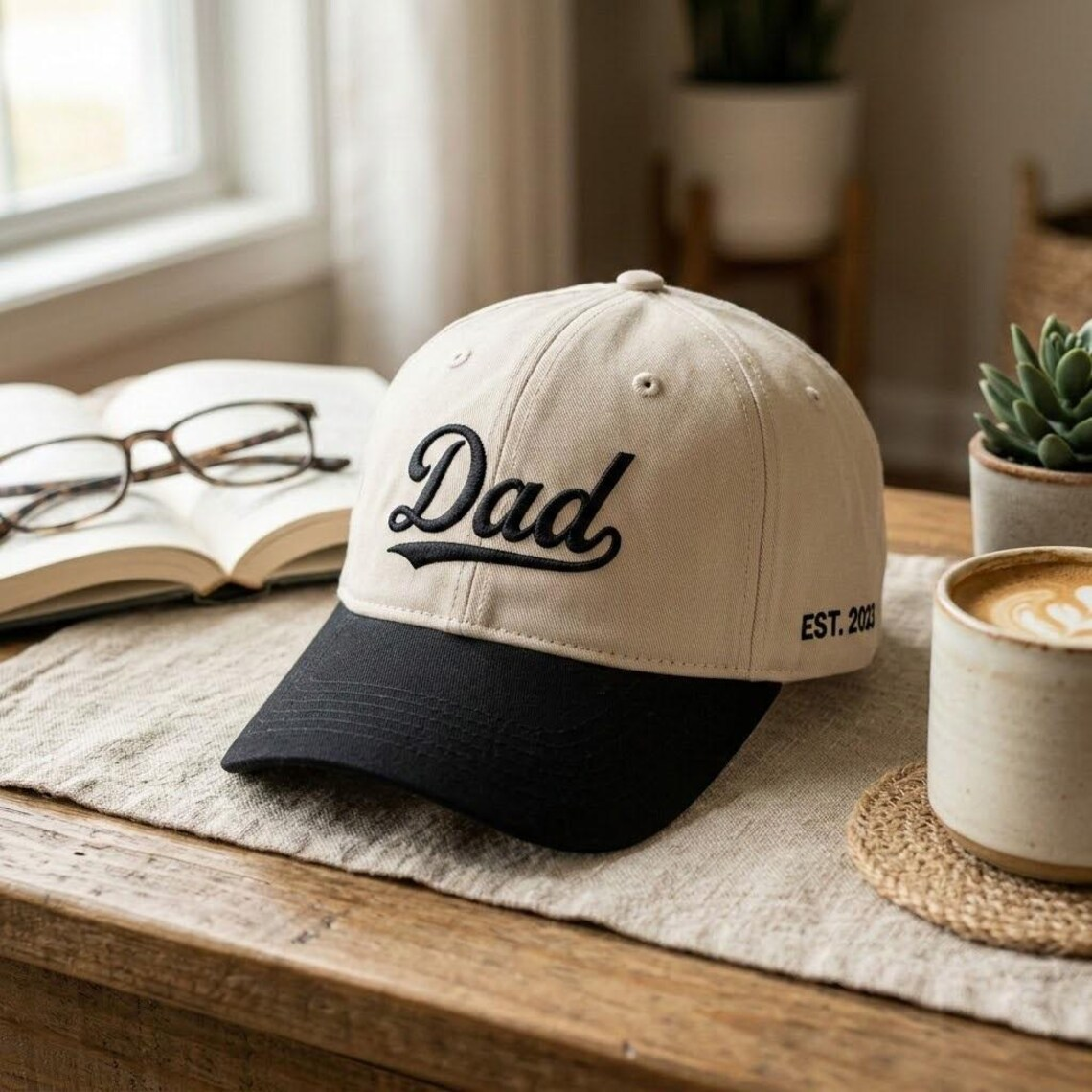 Embroidered Mom Dad Vintage Style Baseball Cap, Dyed Cap, Mother's Day Father's Day