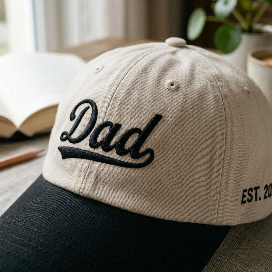 Embroidered Mom Dad Vintage Style Baseball Cap, Dyed Cap, Mother's Day Father's Day