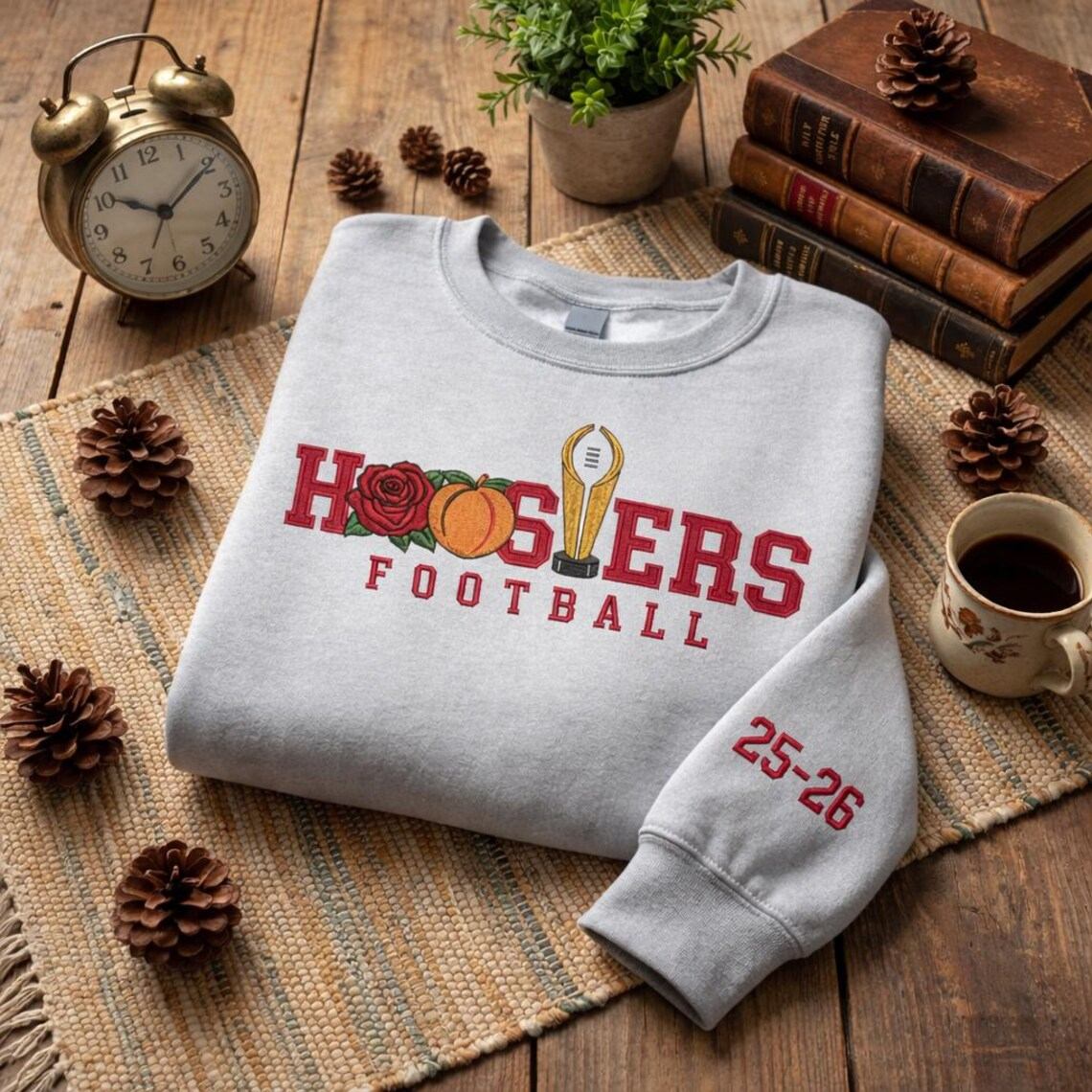 Embroidered Hoosiers Champs Sweatshirt: Rose & Peach Bowl 25/26 Quarter-Zip Sweatshirt, Hoodie Sweatshirt T-Shirt