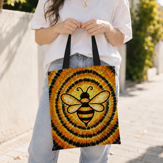 Bee Orange & Black Swirl Bee Tote Bag