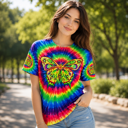 Rainbow Swirl Butterfly Printed Hoodie Sweatshirt T-Shirt