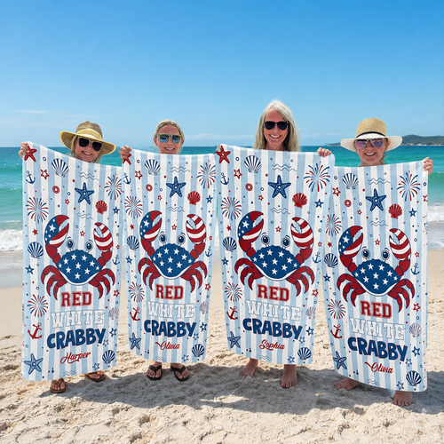 Personalized Grab Beach Towel Custome Name Patriotic Gift