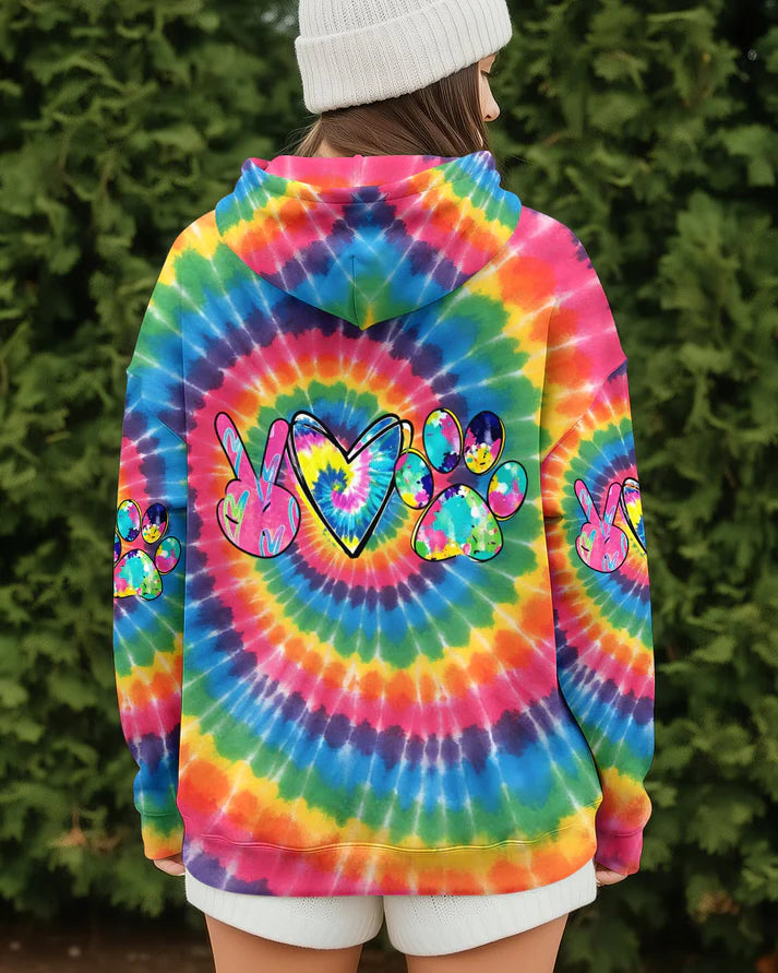 Peace Love Paws Rainbow Swirl Hoodie Sweatshirt T-Shirt