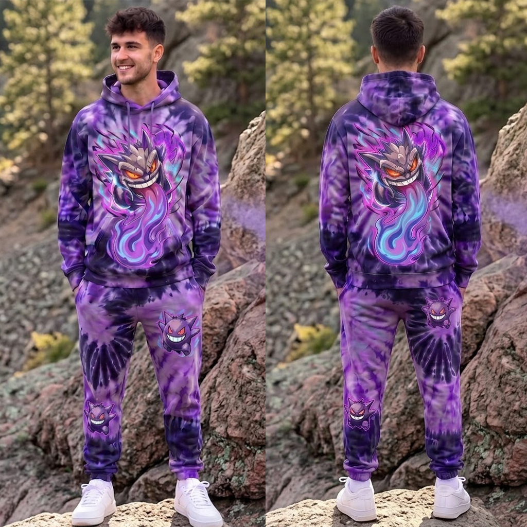 PKM Gengar Tie-Dye Hoodie And Sweatpants Set