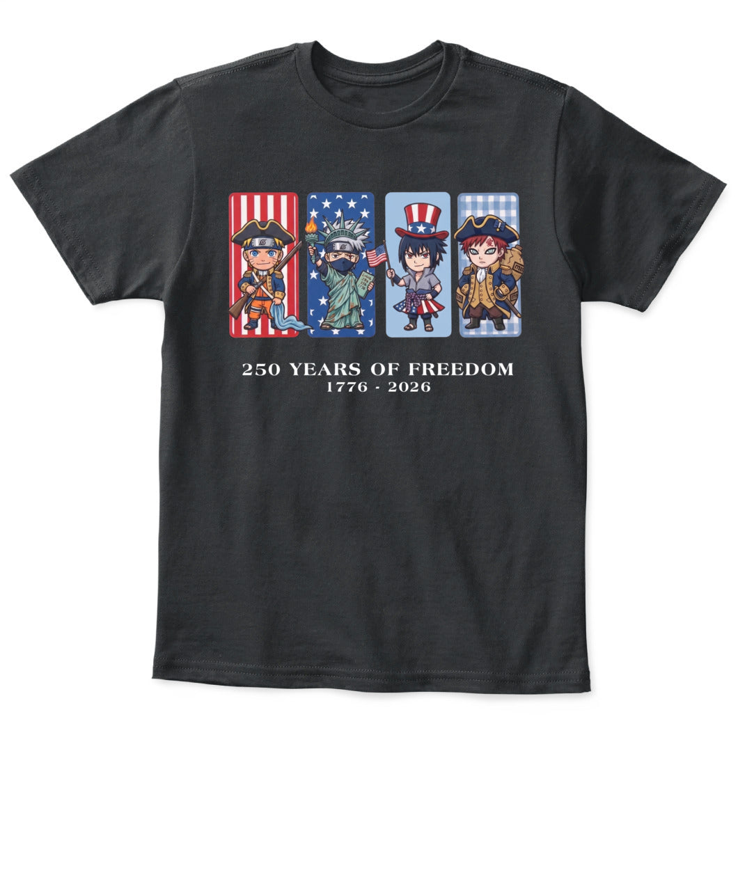 Naruto 250 Years of Freedom 1776–2026 Patriotic Printed Graphic Hoodie Sweatshirt T-Shirt